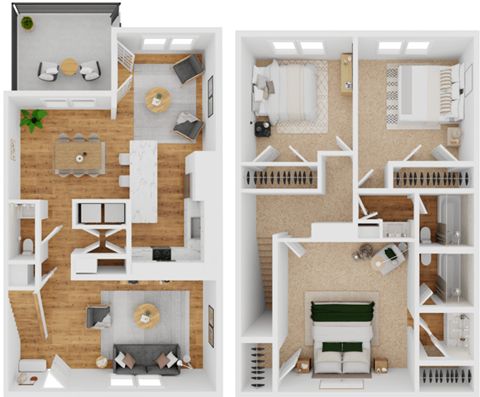 Floor plan for 3 beds, 2.5 baths, 1800 sqft